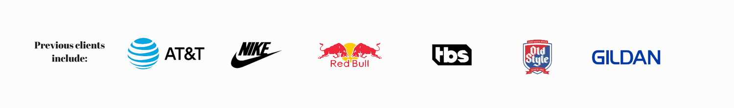 A few brands Sound & Fury has printed for: AT&T, Nike, Red Bull, TBS, Old Style, and Gildan